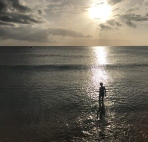 Cover for the single 'Dancing & Free' featuring a lone figure on a beach