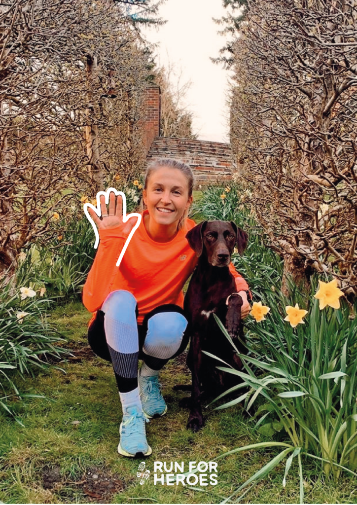 A woman and her dog take part in the 5k May Challenge