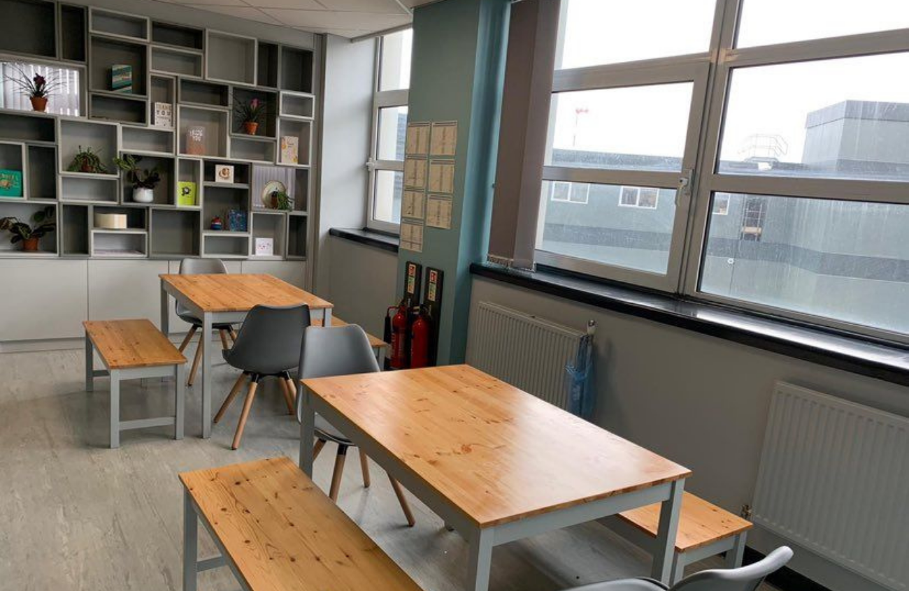 Refurbished Emergency department staff room with tables and chairs