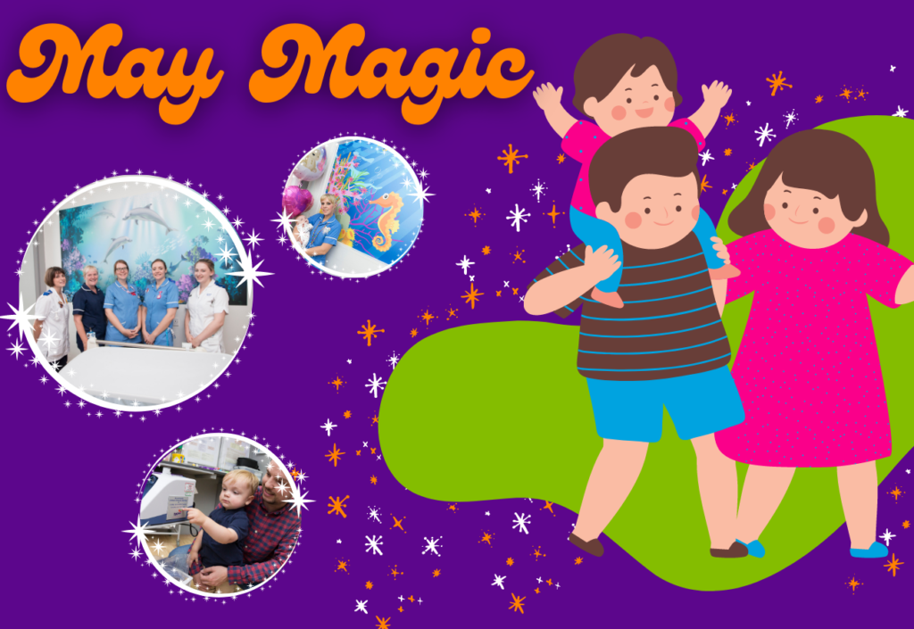 May Magic featuring images of children and a family walking