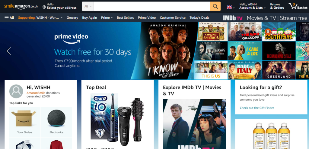 Amazon Smile Wishh