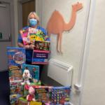 Staff at Anlaby Suite with gifts for patients