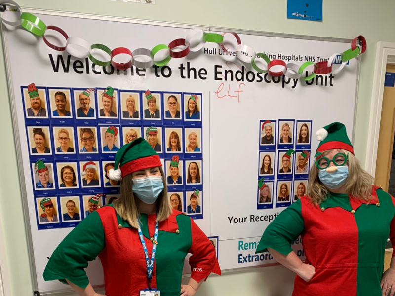 Endoscopy staff dressed as elves