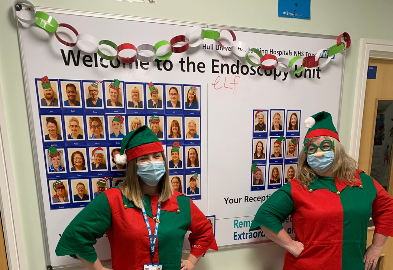 Endoscopy staff dressed as elves