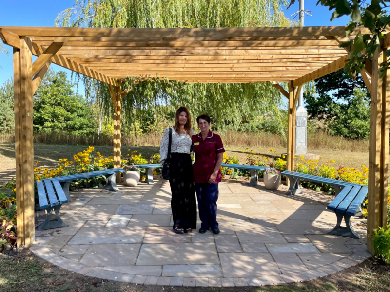 Nicky Naylor and Susan Fridlington with completed patio